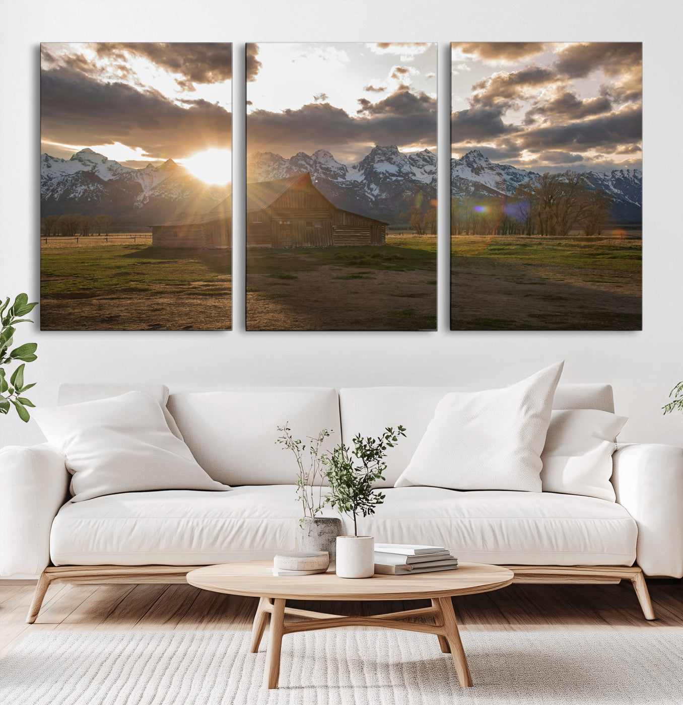 52555760-MGV-CV-36X24-Snowy Peaks Wall Art Canvas Print, Framed Nature Escape Art Picture Print, Rustic Charm Perfect Rustic Western Decor Artwork