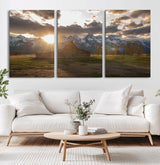 52555760-MGV-CV-36X24-Snowy Peaks Wall Art Canvas Print, Framed Nature Escape Art Picture Print, Rustic Charm Perfect Rustic Western Decor Artwork