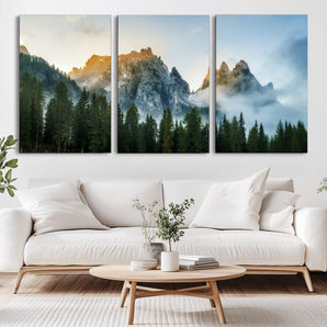 21145440-MGV-CV-36X24-Wilderness Wall Art Wall Art Canvas Print, Framed Nature Landscape Decor Art Picture Print, Misty Forest Photography Perfect