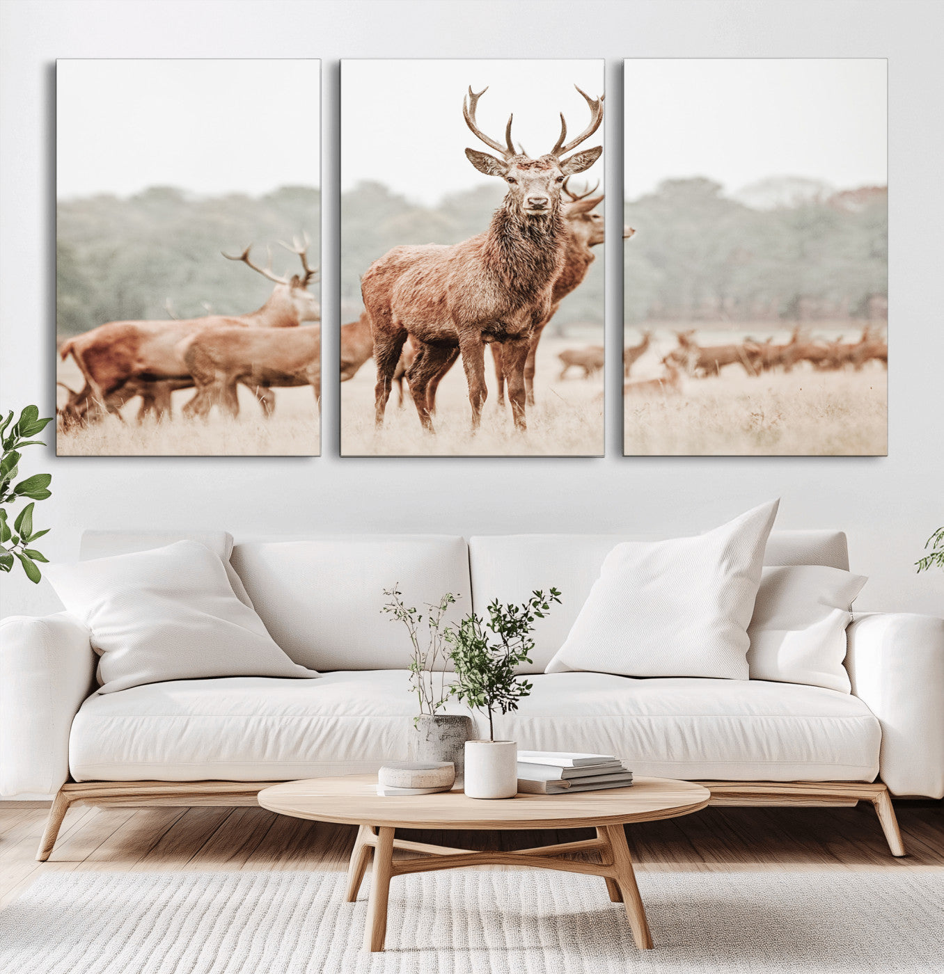 17659786-MGV-CV-36X24-Rustic Nature Art Wall Art Canvas Print, Framed Stag Canvas Print Art Picture Print, Woodland Decor Perfect Rustic Lodge Decor
