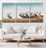 81594705-MGV-CV-36X24-Elk Herd Wall Art Canvas Print, Framed Wildlife Photography Art Picture Print, Rustic Nature Print Perfect Rustic Wildlife Decor