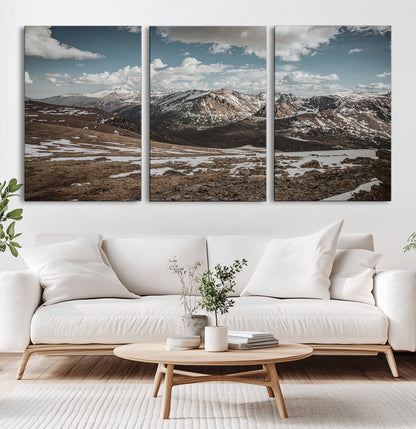 44565953-MGV-CV-36X24-Mountain Landscape Wall Art Canvas Print, Framed Snowy Peaks Art Picture Print, Rugged Highlands Perfect Rustic Adventure Decor