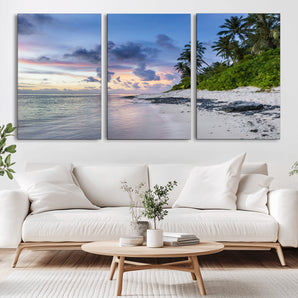 75045485-MGV-CV-36X24-Tropical Beach Wall Art Canvas Print, Framed Sunset Glow Art Picture Print, Palm Tree Coast Perfect Tropical Coastal Decor Artwork