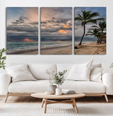 62574547-MGV-CV-36X24-Tropical Storm Wall Art Canvas Print, Framed Moody Beach Art Picture Print, Dramatic Sky Perfect Tropical Coastal Decor Artwork