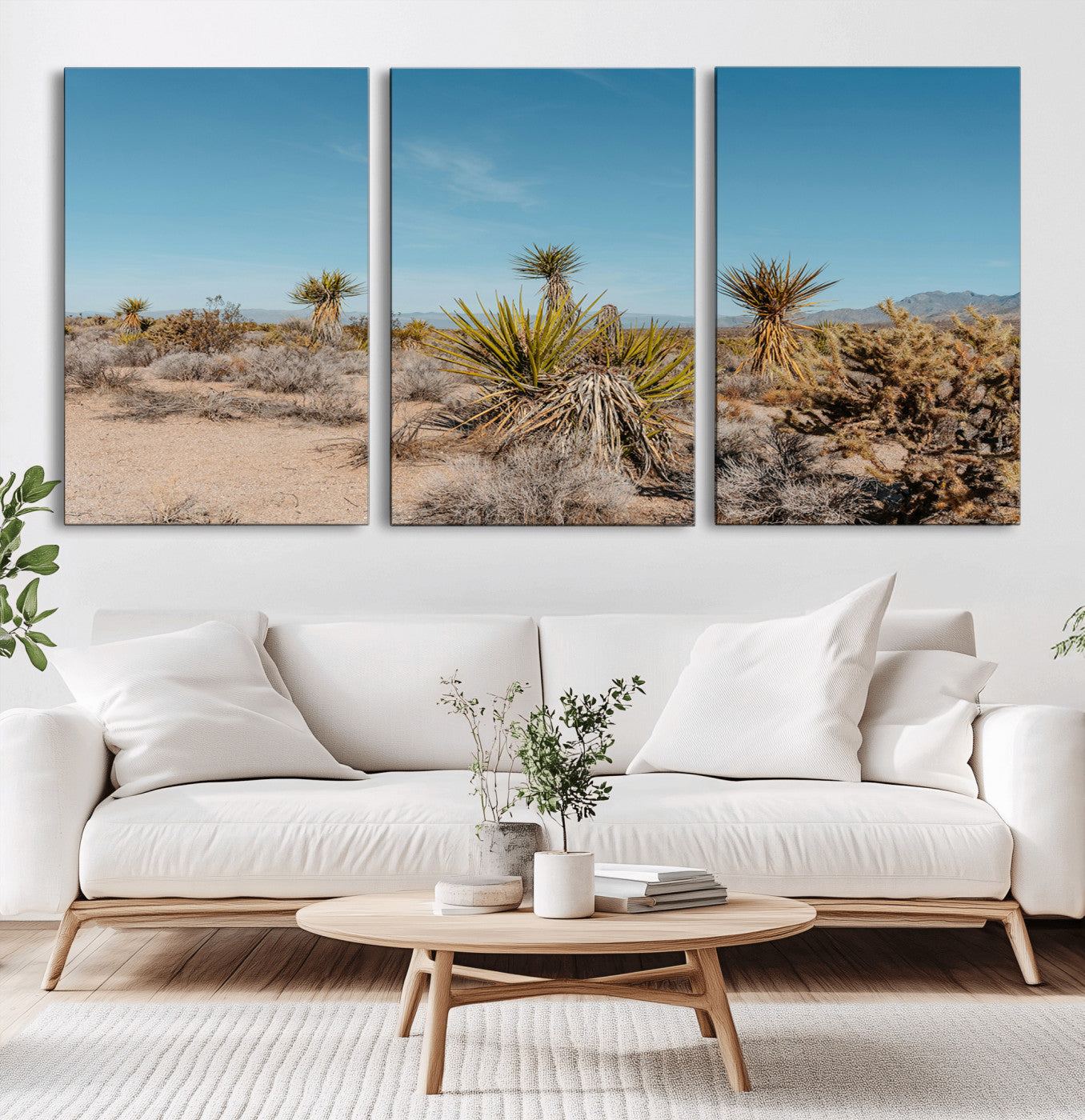 35156165-MGV-CV-36X24-Joshua Tree Wall Art Canvas Print, Framed Desert Landscape Art Picture Print, Warm Earth Tones Perfect Southwestern Minimalist