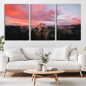 32786115-MGV-CV-36X24-Half Dome Wall Art Canvas Print, Framed Yosemite National Park Art Picture Print, Dramatic Sunset Perfect Adventurous Wilderness