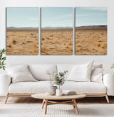 55918919-MGV-CV-36X24-Desert Landscape Wall Art – Golden Grass Plains and Mountain Horizon Canvas Print, Southwest Nature Photography Decor for Living