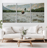 41674074-MGV-CV-36X24-Bison Wall Art – American Buffalo Wildlife Photography Canvas Print, Western Mountain Landscape Artwork Rustic Nature Decor for
