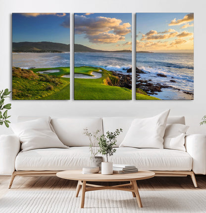 50107048-MGV-CV-36X24-Golf Course Wall Art – Coastal Ocean View Canvas Print, Scenic Fairway Landscape Decor for Office, Man Cave, Bedroom, or Living