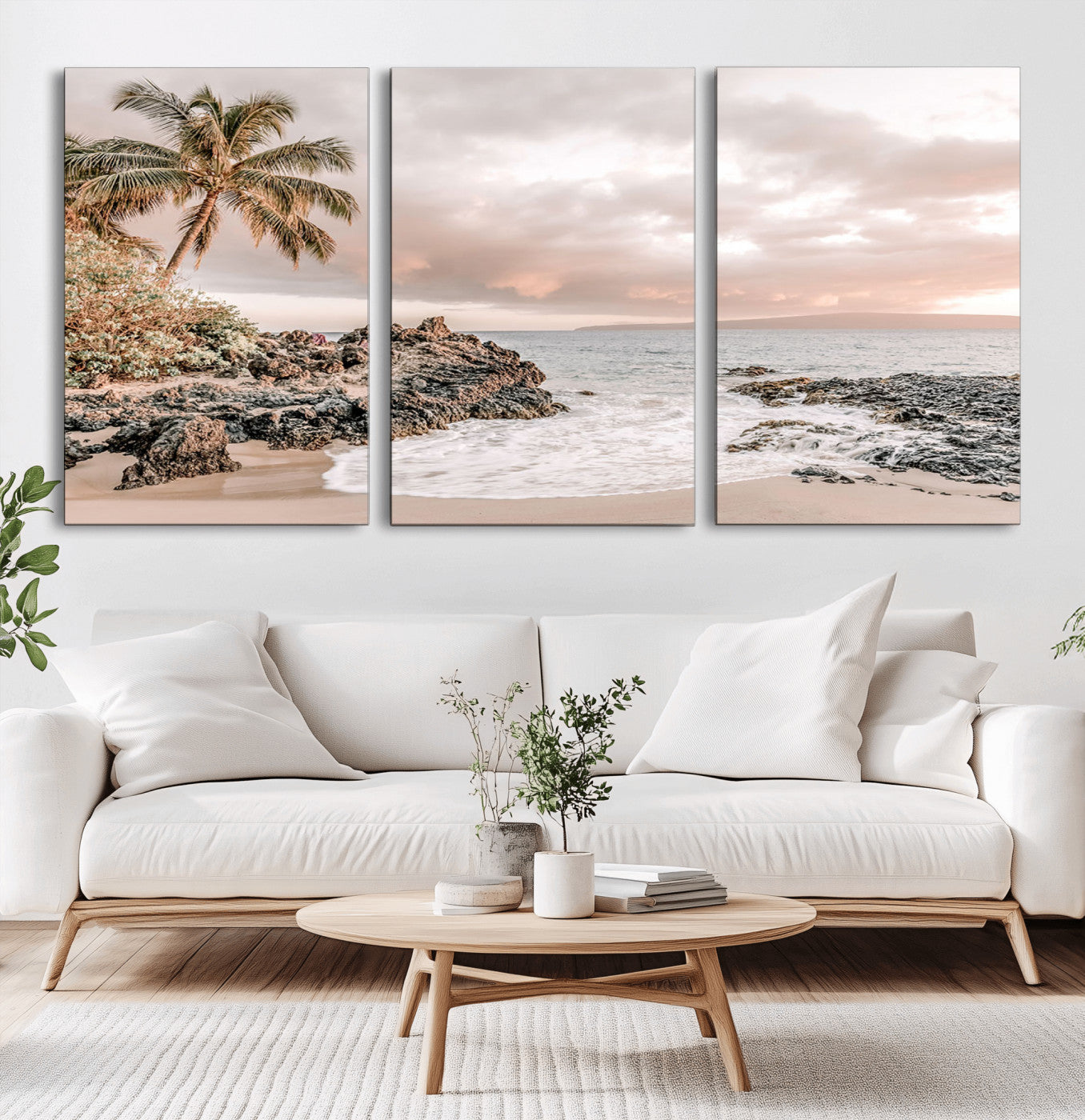 14214613-MGV-CV-36X24-Tropical Beach Wall Art – Palm Tree and Ocean Sunset Canvas Print, Relaxing Coastal Landscape Decor for Living Room, Bedroom, or