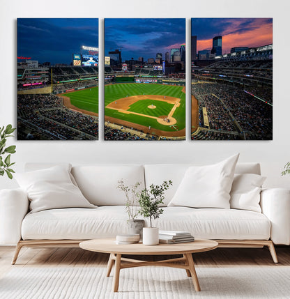 68222753-MGV-CV-36X24-Baseball Stadium Wall Art – Panoramic Night Game Canvas Print, Sports Decor for Man Cave, Office, Bar, or Living Room