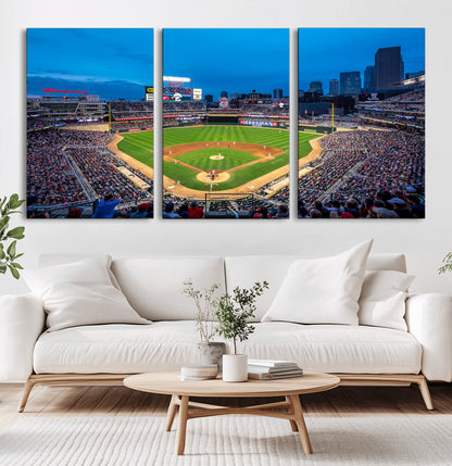 77273035-MGV-CV-36X24-Baseball Stadium Wall Art – Panoramic Evening Game Canvas Print, Sports Fan Decor for Man Cave, Office, Bar, or Living Room