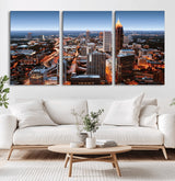25096967-MGV-CV-36X24-Atlanta Skyline Wall Art – Vibrant Cityscape Canvas Print, Modern Night Lights Urban Decor for Office, Living Room, or Apartment