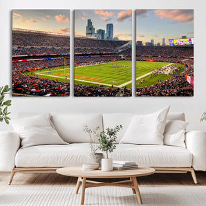 55377093-MGV-CV-36X24-Soldier Field Wall Art – Panoramic Chicago Bears Football Stadium Canvas Print, Game Day Sports Decor for Man Cave, Bar, Office,