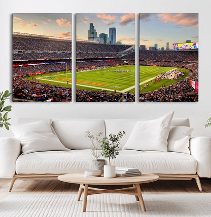 55377093-MGV-CV-36X24-Soldier Field Wall Art – Panoramic Chicago Bears Football Stadium Canvas Print, Game Day Sports Decor for Man Cave, Bar, Office,