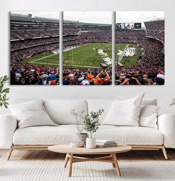 18347149-MGV-CV-36X24-Soldier Field Wall Art – Chicago Bears Football Stadium Canvas Print, Game Day Sports Decor for Man Cave, Bar, Office, or Living