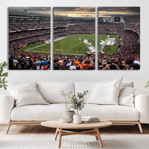87578930-MGV-CV-36X24-Soldier Field Wall Art – Chicago Bears Football Stadium Sunset Canvas Print, Game Day Sports Decor for Man Cave, Bar, Office, or