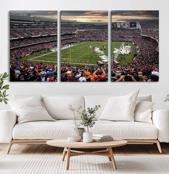 87578930-MGV-CV-36X24-Soldier Field Wall Art – Chicago Bears Football Stadium Sunset Canvas Print, Game Day Sports Decor for Man Cave, Bar, Office, or