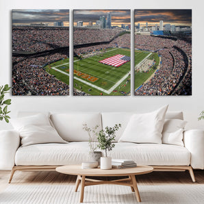 98106777-MGV-CV-36X24-Soldier Field Wall Art – Chicago Bears Stadium Canvas Print with American Flag, Game Day Football Decor for Man Cave, Bar, or
