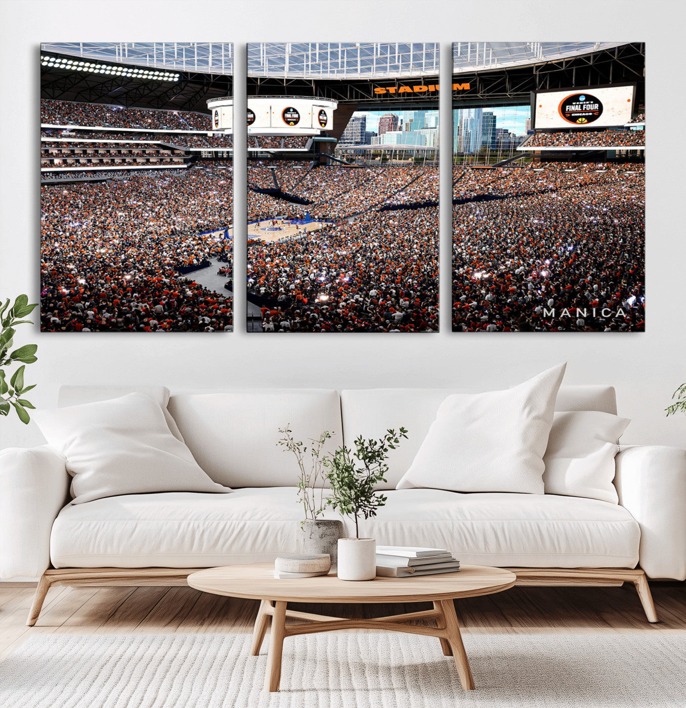 38616413-MGV-CV-36X24-Chicago Dome Stadium Wall Art – Futuristic Basketball Final Four Arena Canvas Print, Modern Sports Fan Decor for Man Cave or