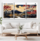 28945903-MGV-CV-36X24-Japanese Wall Art – Mount Fuji Canvas Print with Cherry Blossoms and Golden Wave Motifs, Traditional Asian Inspired Artwork for