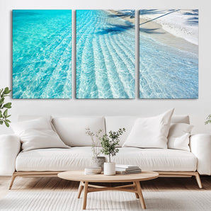 68127042-MGV-CV-36X24-Beach Wall Art – Tropical Ocean Canvas Print, Clear Water and White Sand Photography Decor for Bedroom, Living Room, Office,