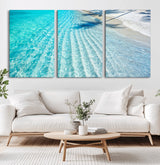68127042-MGV-CV-36X24-Beach Wall Art – Tropical Ocean Canvas Print, Clear Water and White Sand Photography Decor for Bedroom, Living Room, Office,