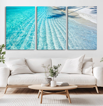 68127042-MGV-CV-36X24-Beach Wall Art – Tropical Ocean Canvas Print, Clear Water and White Sand Photography Decor for Bedroom, Living Room, Office,