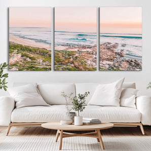 27332135-MGV-CV-36X24-Coastal Sunset Wall Art – Ocean Waves and Rocky Shore Canvas Print, Scenic Seaside Photography Decor for Bedroom, Living Room,