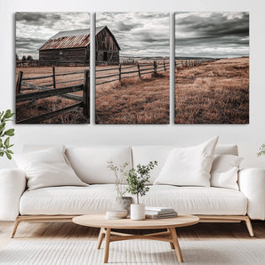 70676381-MGV-CV-36X24-Rustic Barn Wall Art – Weathered Farmhouse Canvas Print, Country Landscape Photography Decor for Bedroom, Living Room, Office,