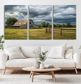 39409517-MGV-CV-36X24-Rustic Barn Wall Art – Weathered Farmhouse and Storm Clouds Canvas Print, Country Landscape Photography Decor for Bedroom, Living
