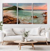 53831025-MGV-CV-36X24-Coastal Landscape Wall Art – Tropical Beach Ocean Canvas Print, Sunset Mountain View Photography Decor for Living Room, Bedroom,