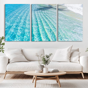 17528159-MGV-CV-36X24-Tropical Ocean Wall Art – Turquoise Water Canvas Print, Crystal Clear Beach Waves Photography Coastal Decor for Living Room,