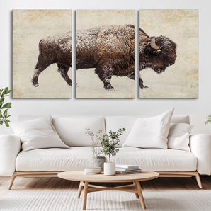 54810031-MGV-CV-36X24-Western Wall Art – Snow Covered Bison Canvas Print, Rustic Wildlife Photography Decor for Bedroom, Living Room, Office, Lodge,