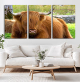 68411138-MGV-CV-36X24-Farmhouse Wall Art – Highland Cow Canvas Print, Rustic Country Cattle Photography Decor for Bedroom, Living Room, Office, Ranch,