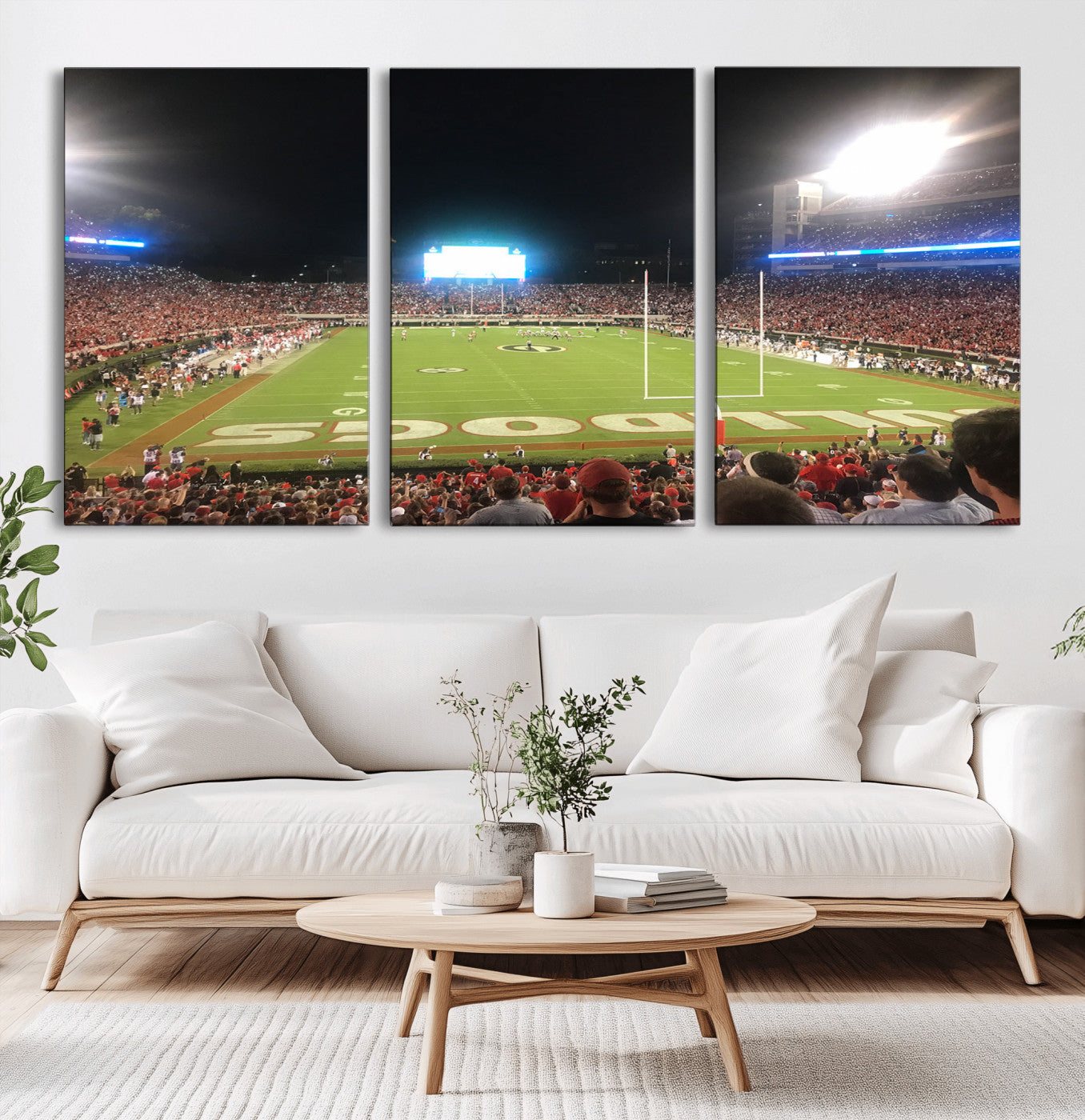 16230786-MGV-CV-36X24-Sanford Stadium Wall Art – Georgia Bulldogs Football Night Game Canvas Print, College Sports Decor for Man Cave, Bar, Office, or
