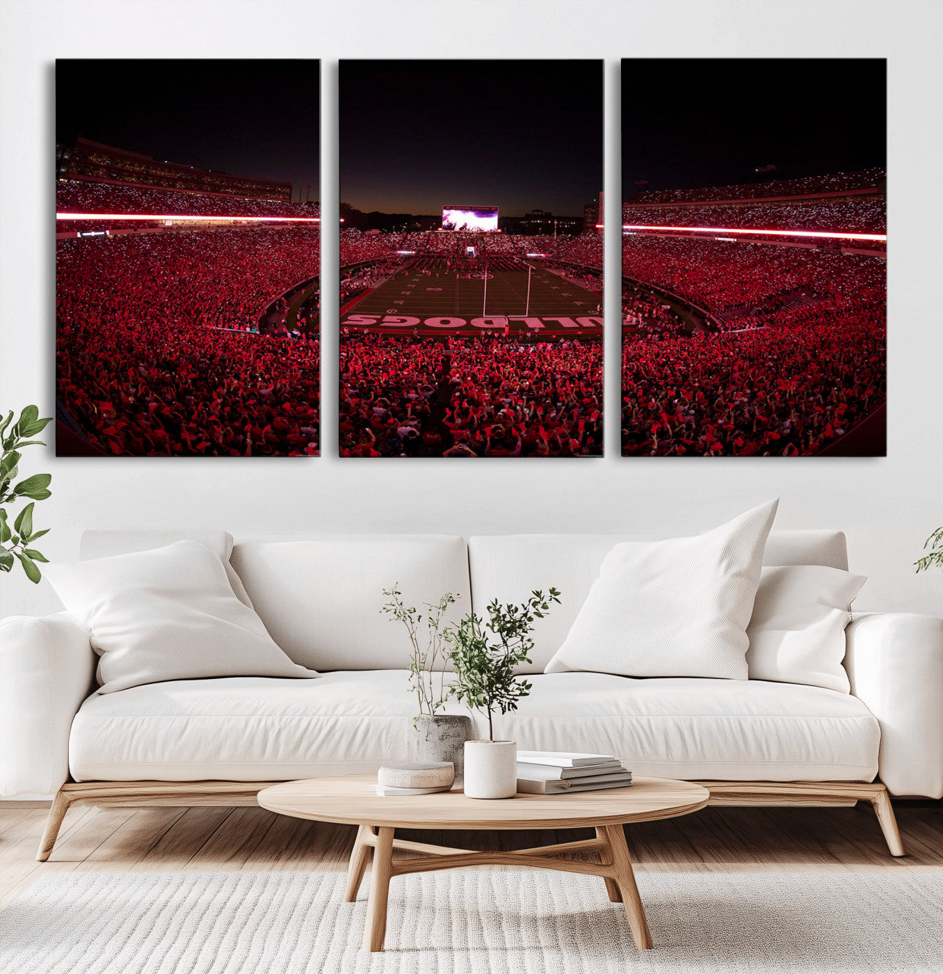 38331045-MGV-CV-36X24-Sanford Stadium Wall Art – Georgia Bulldogs Football Red Night Game Canvas Print, Electric College Sports Decor for Man Cave or