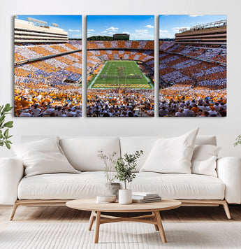 64238859-MGV-CV-36X24-Neyland Stadium Wall Art – Tennessee Volunteers Checkerboard Game Day Canvas Print, College Football Panorama Decor for Man Cave