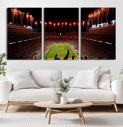 73358115-MGV-CV-36X24-Tennessee Volunteers Wall Art – Neyland Stadium Fireworks Night Game Canvas Print, Vols Football Checkerboard Endzone Sports Decor