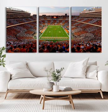 37160229-MGV-CV-36X24-Tennessee Volunteers Wall Art – Neyland Stadium Sunset Checkerboard Game Canvas Print, Vols Football Panorama Sports Decor
