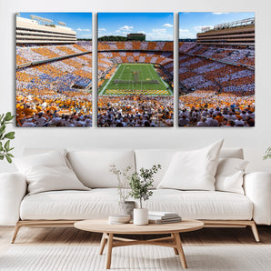 77097951-MGV-CV-36X24-Neyland Stadium Wall Art – Panoramic Tennessee Volunteers Checkerboard Crowd Canvas Print, Football Game Day Decor for Office, Man
