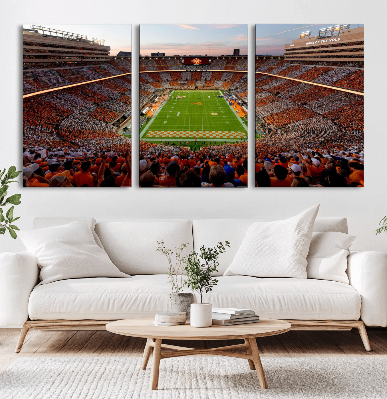37160229-MGV-CV-36X24-Neyland Stadium Wall Art – Panoramic Tennessee Volunteers Sunset Canvas Print, Checkerboard Crowd Football Game Day Decor for