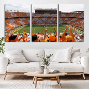 76011417-MGV-CV-36X24-Neyland Stadium Wall Art – Panoramic Tennessee Volunteers Checkerboard Crowd Canvas Print, Day Game Football Celebration Sports