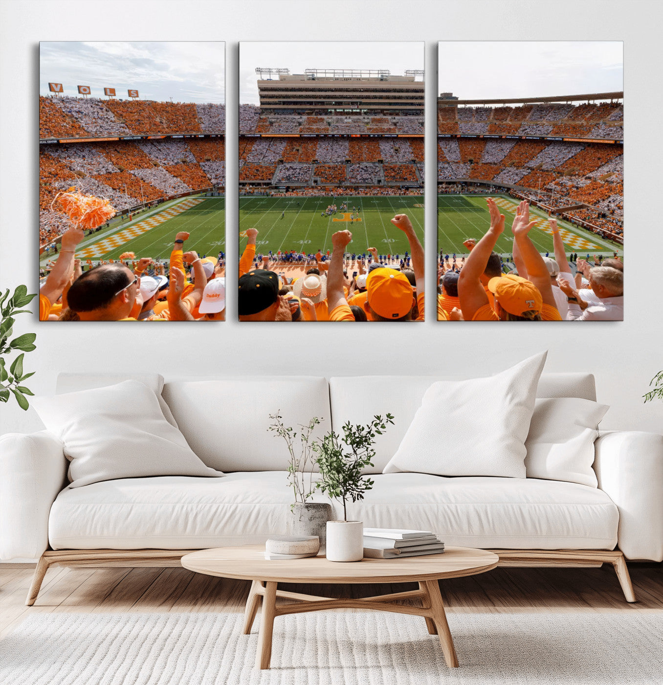 76011417-MGV-CV-36X24-Neyland Stadium Wall Art – Panoramic Tennessee Volunteers Checkerboard Crowd Canvas Print, Day Game Football Celebration Sports