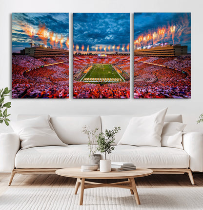 94266219-MGV-CV-36X24-Neyland Stadium Wall Art – Panoramic Tennessee Volunteers Checkerboard Crowd Fireworks Canvas Print, Football Game Day Sports