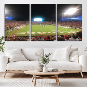 16230786-MGV-CV-36X24-Georgia Bulldogs Stadium Wall Art – Night Game Football Field Canvas Print, Panoramic Sports Decor for Home, Office, Fan Cave