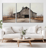 90499-MGV-CV-36X24-Old Barn Wall Art Canvas Print, Framed Rustic Barn Art Picture Print, Abandoned Farm Perfect Rustic Farmhouse Decor Artwork