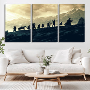 76547-MGV-CV-36X24-Fellowship Journey Wall Art Canvas Print, Framed LOTR Art Picture Print, Middle Earth Perfect Tolkien Fantasy Decor Artwork