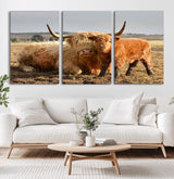 88780-MGV-CV-36X24-Highland Cow Wall Art Canvas Print, Framed Cow Calf Art Picture Print, Scottish Cattle Perfect Rustic Farmhouse Decor Artwork
