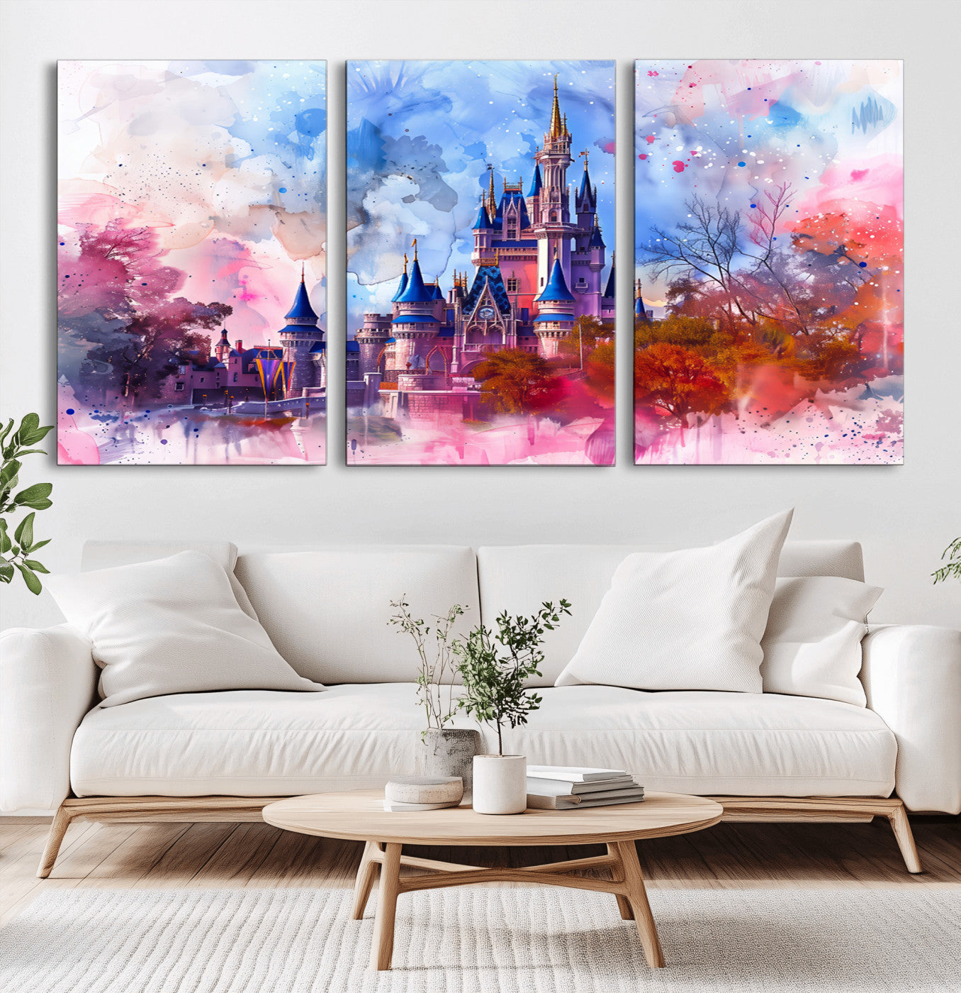 15129-MGV-CV-36X24-Disney Castle Wall Art Canvas Print, Framed Cinderella Palace Art Picture Print, Fantasy Kingdom Perfect Whimsical Fairytale Decor